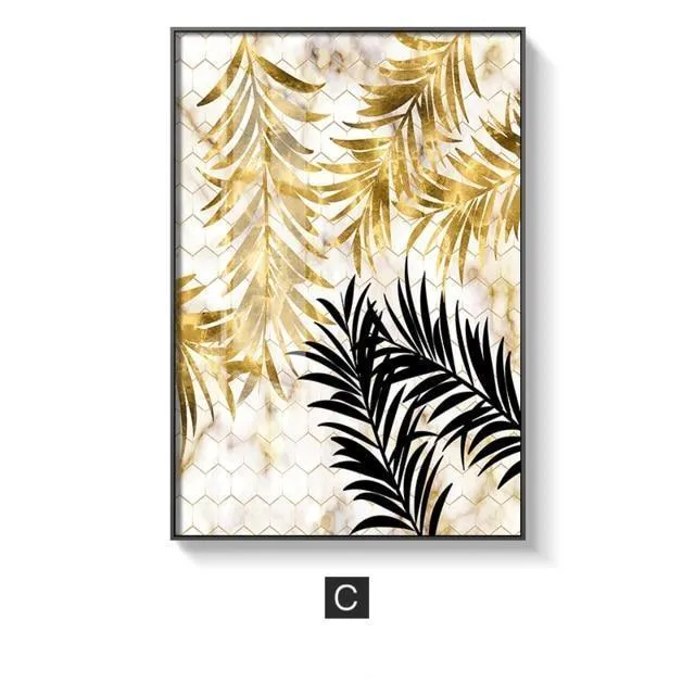 Golden Leaf Wall Art Prints