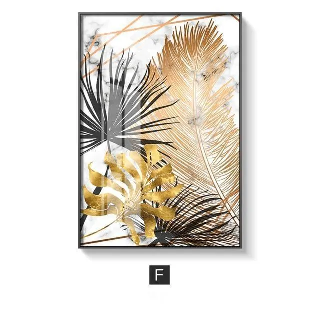 Golden Leaf Wall Art Prints