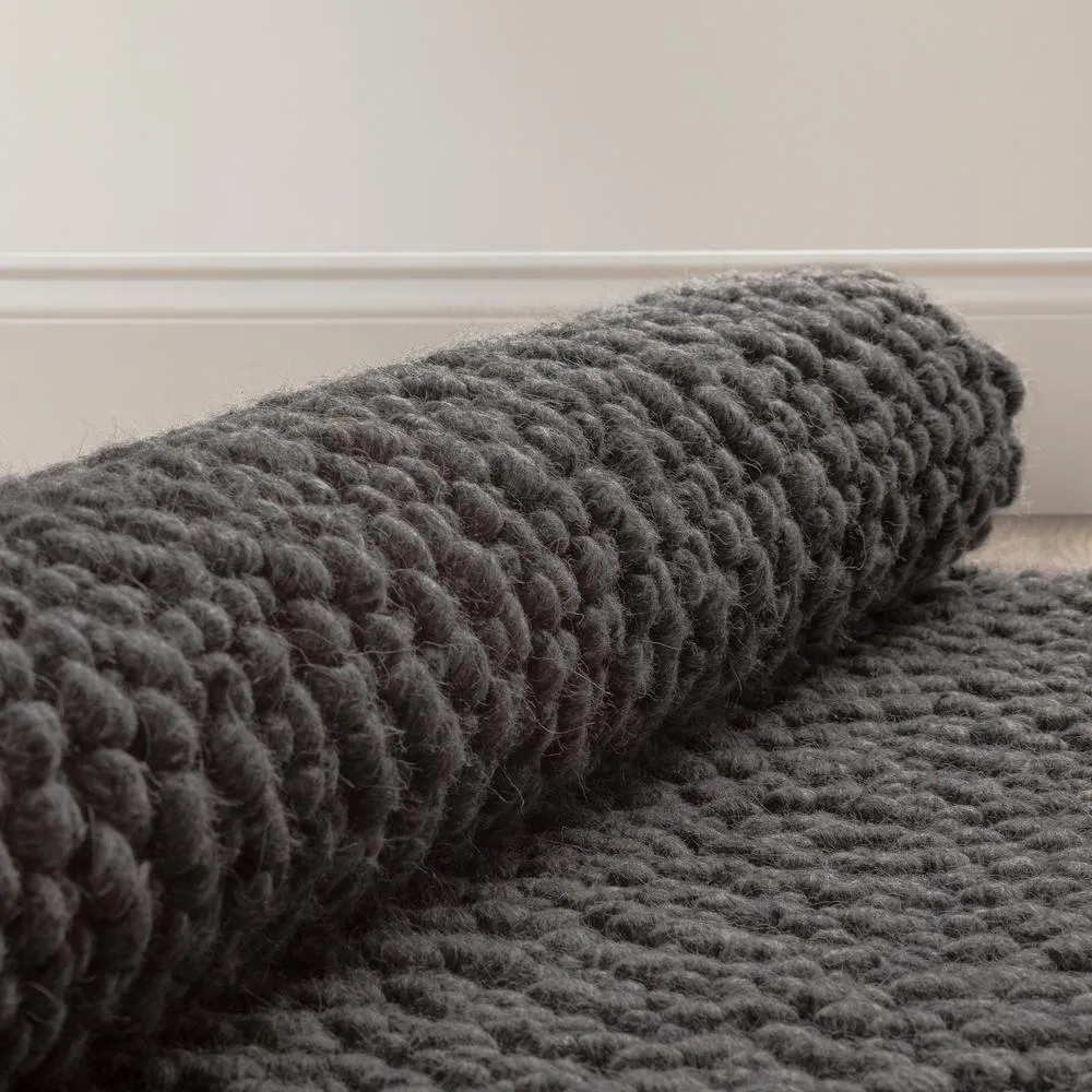 Gorbea | Charcoal Large Modern Circle Rug 6' x 6' Round Rug