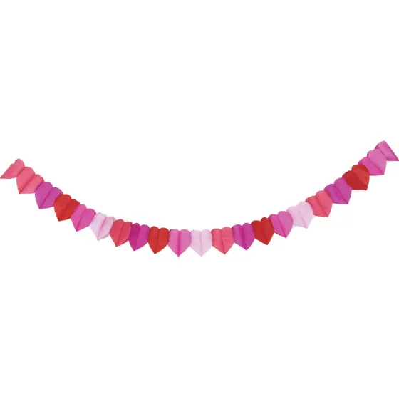 Hearts Multi-Coloured Tissue Paper Banner 17cm x 3m Each