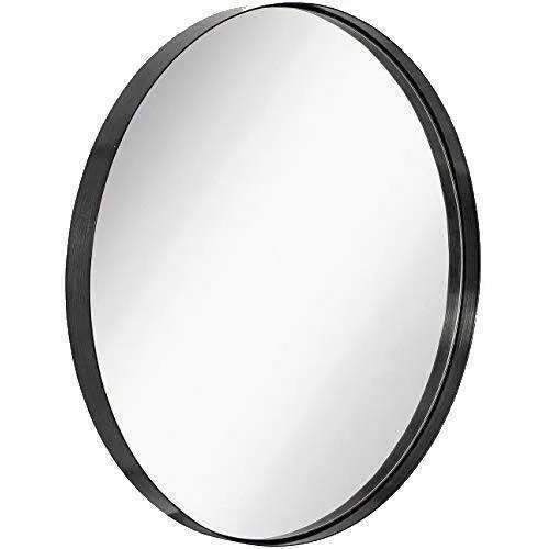 Hera Black Round Bathroom Mirror With Metal Frame