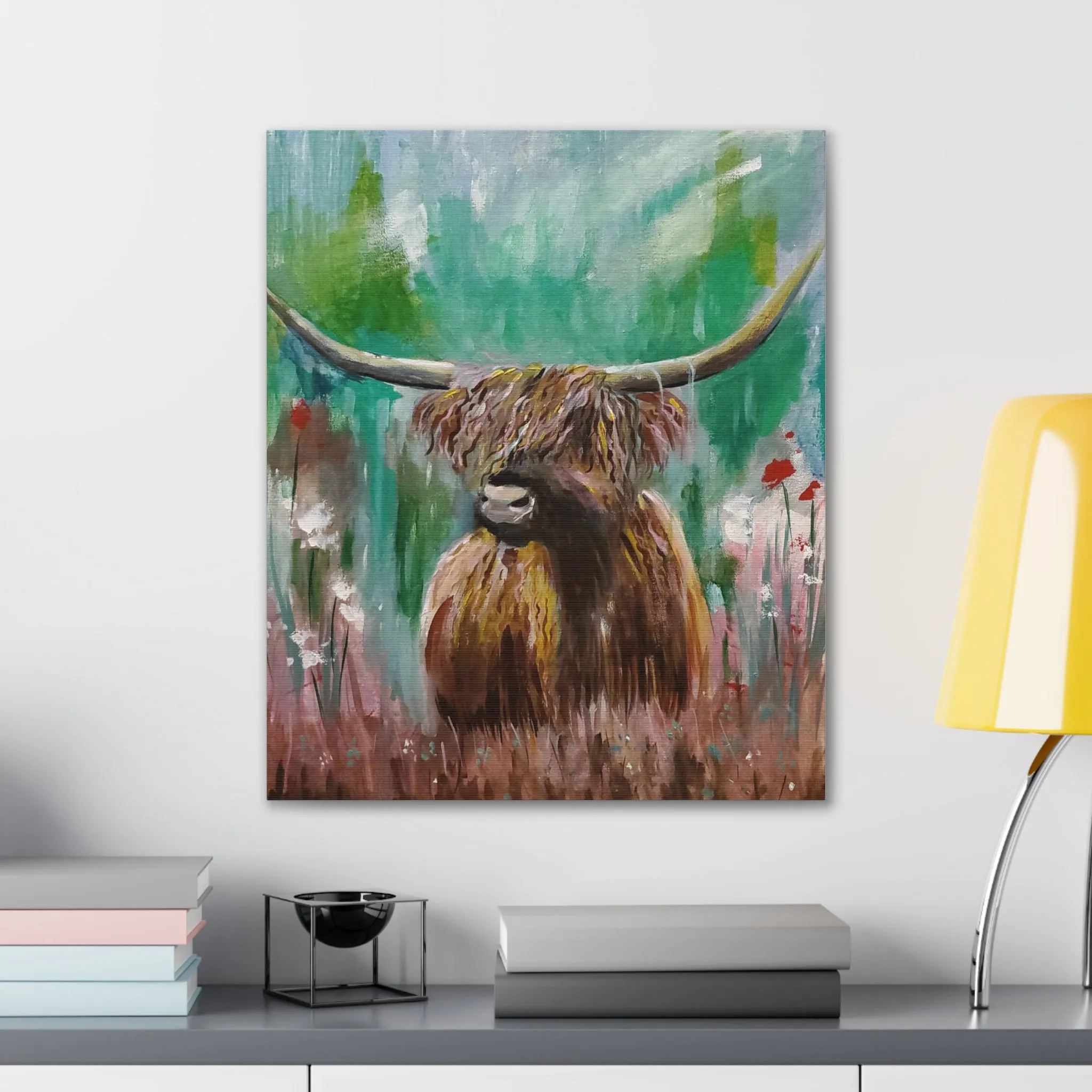 Impressionistic Highland Cow, Canvas Stretched