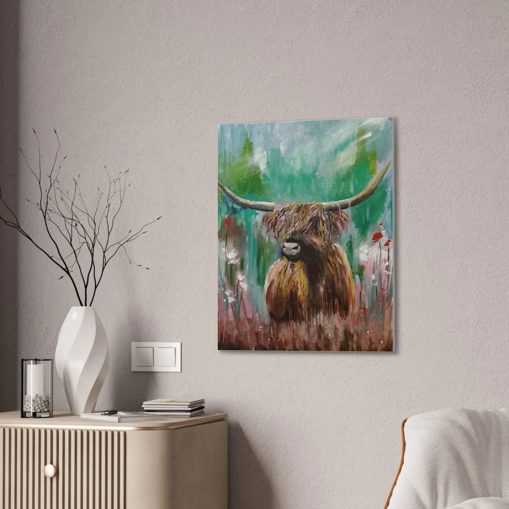Impressionistic Highland Cow, Canvas Stretched