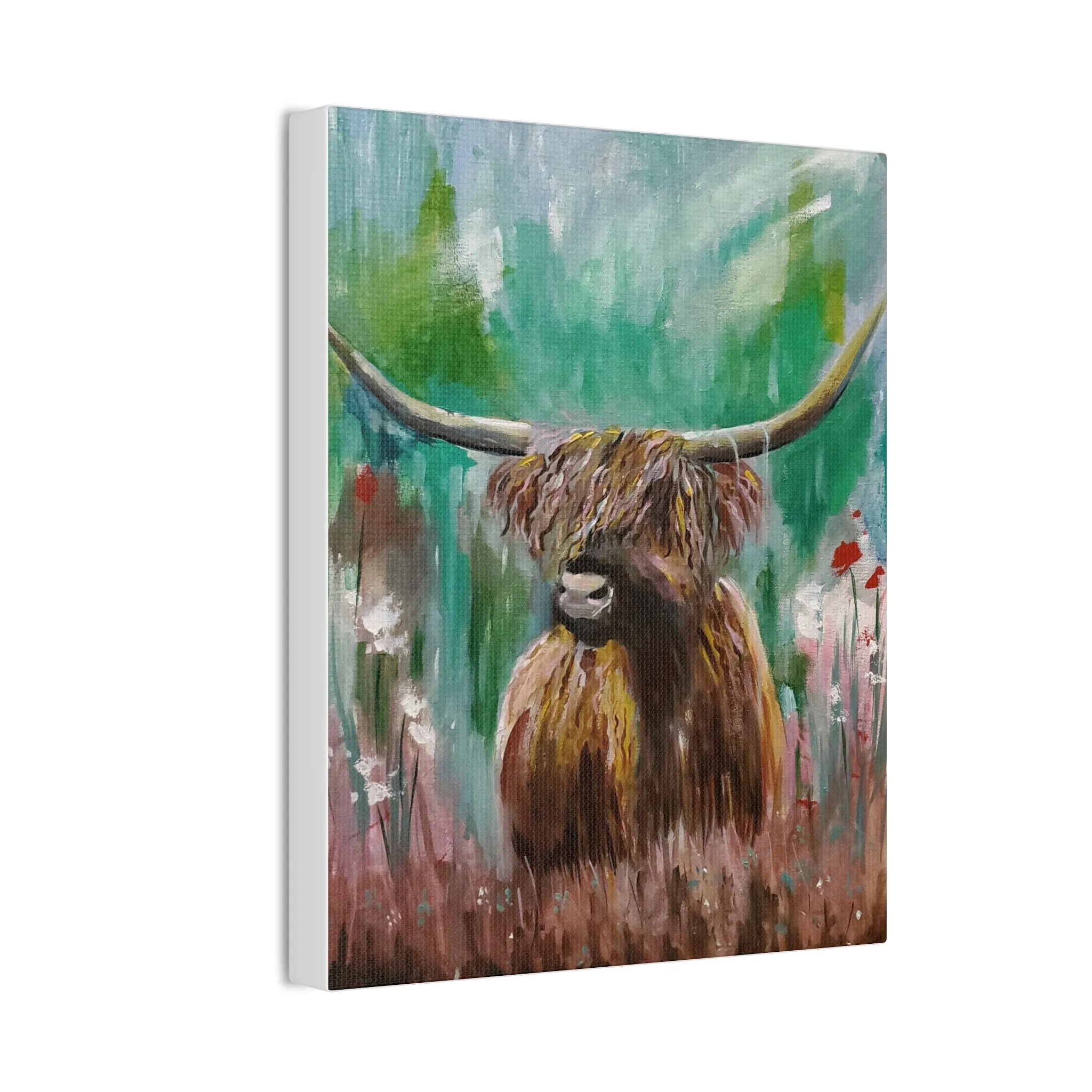 Impressionistic Highland Cow, Canvas Stretched