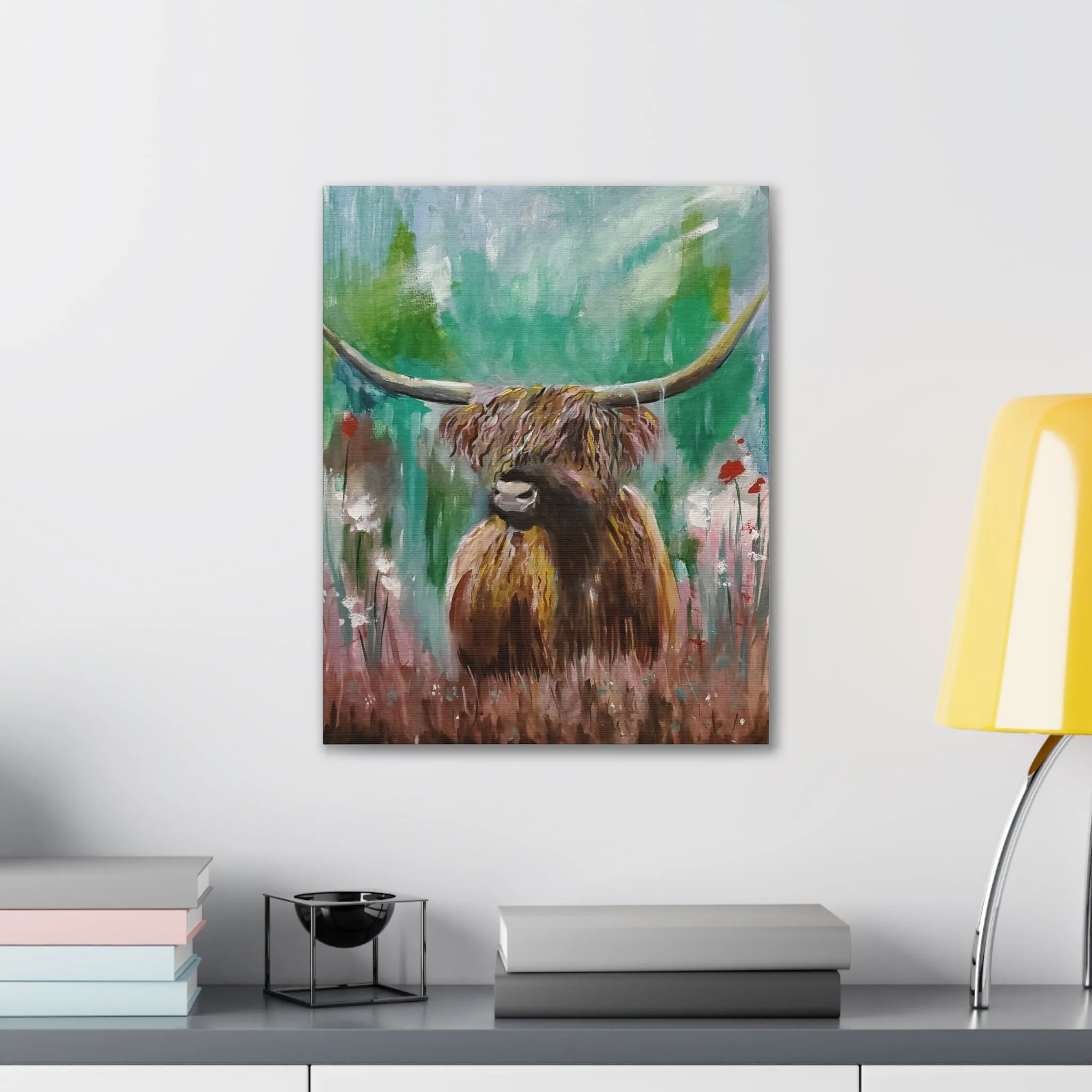Impressionistic Highland Cow, Canvas Stretched