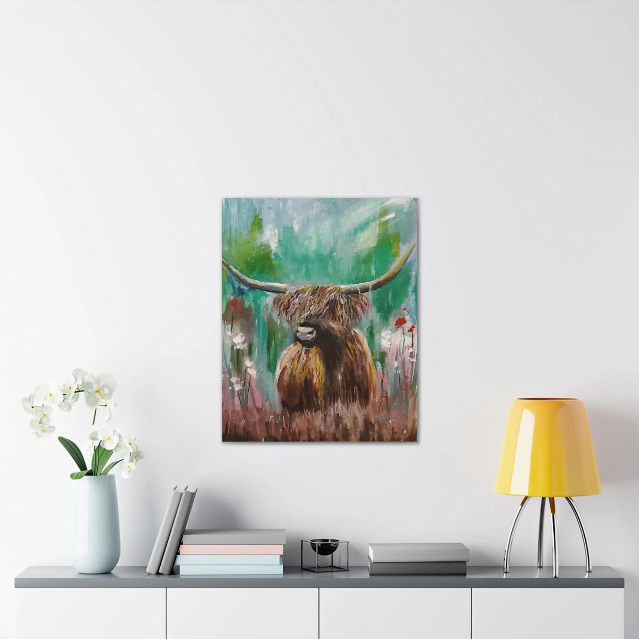 Impressionistic Highland Cow, Canvas Stretched