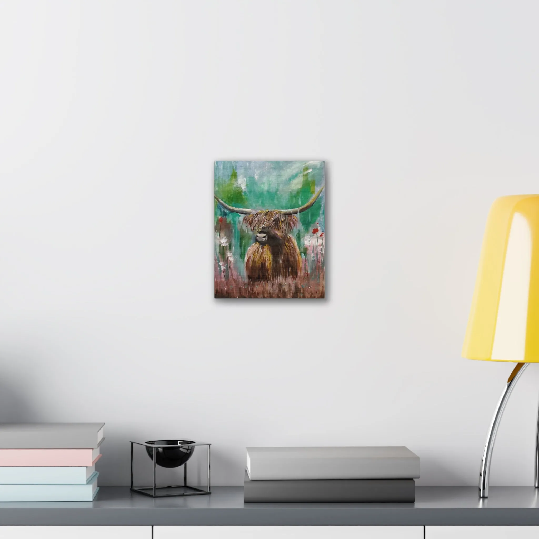 Impressionistic Highland Cow, Canvas Stretched