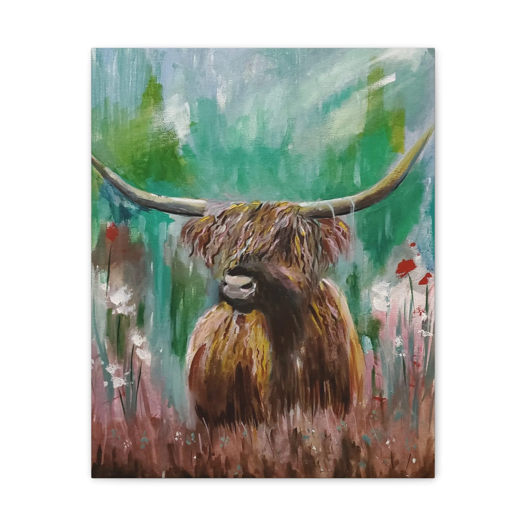 Impressionistic Highland Cow, Canvas Stretched