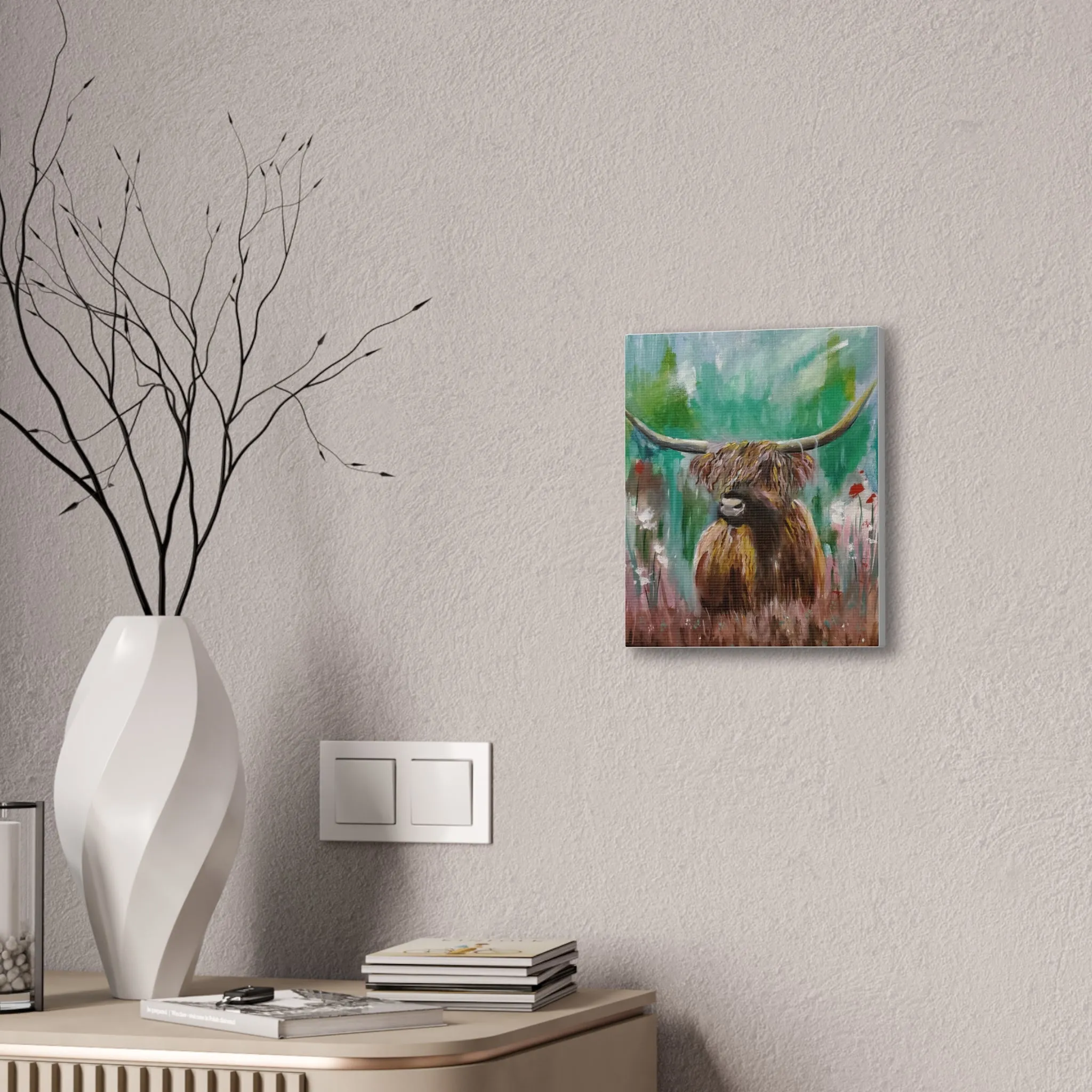Impressionistic Highland Cow, Canvas Stretched
