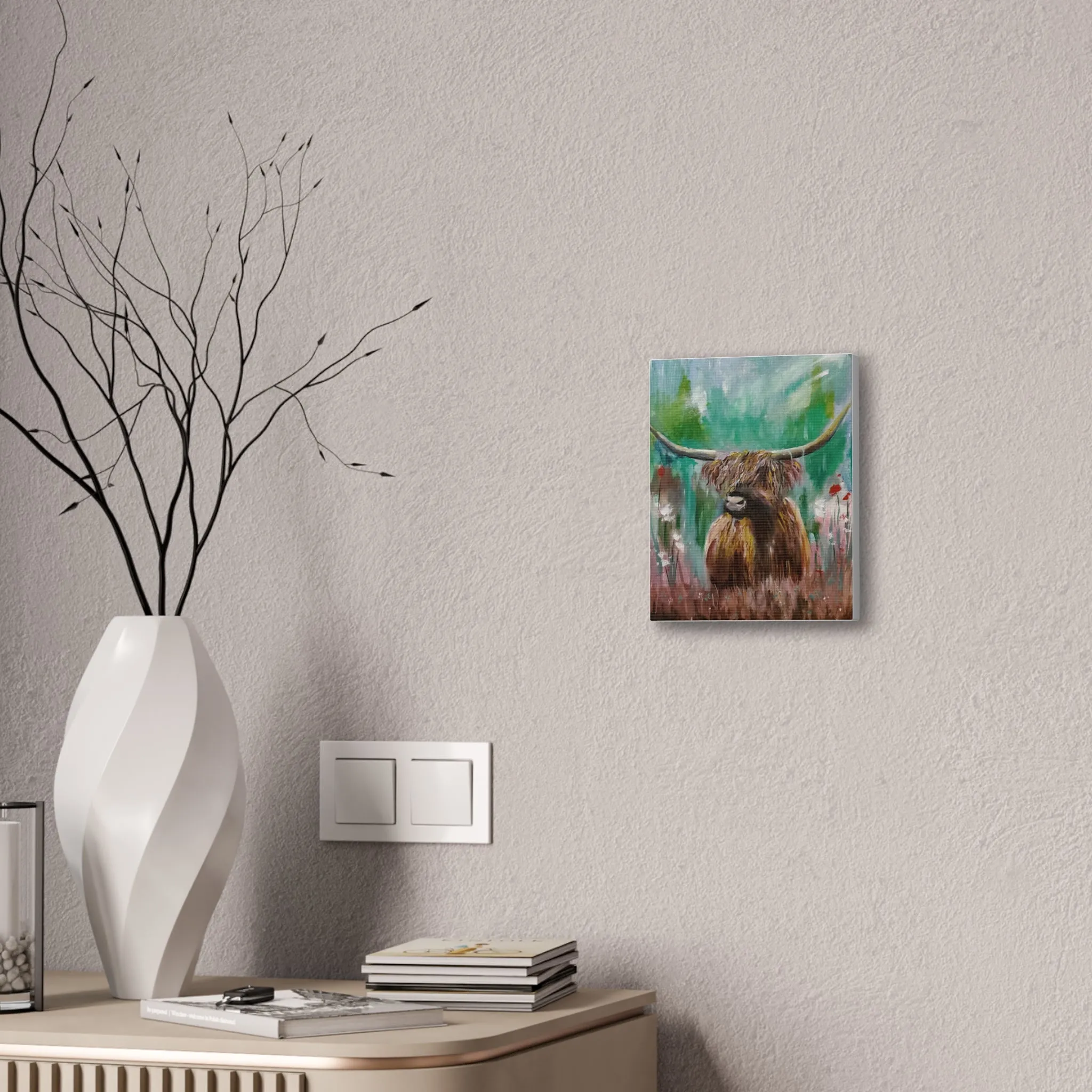 Impressionistic Highland Cow, Canvas Stretched