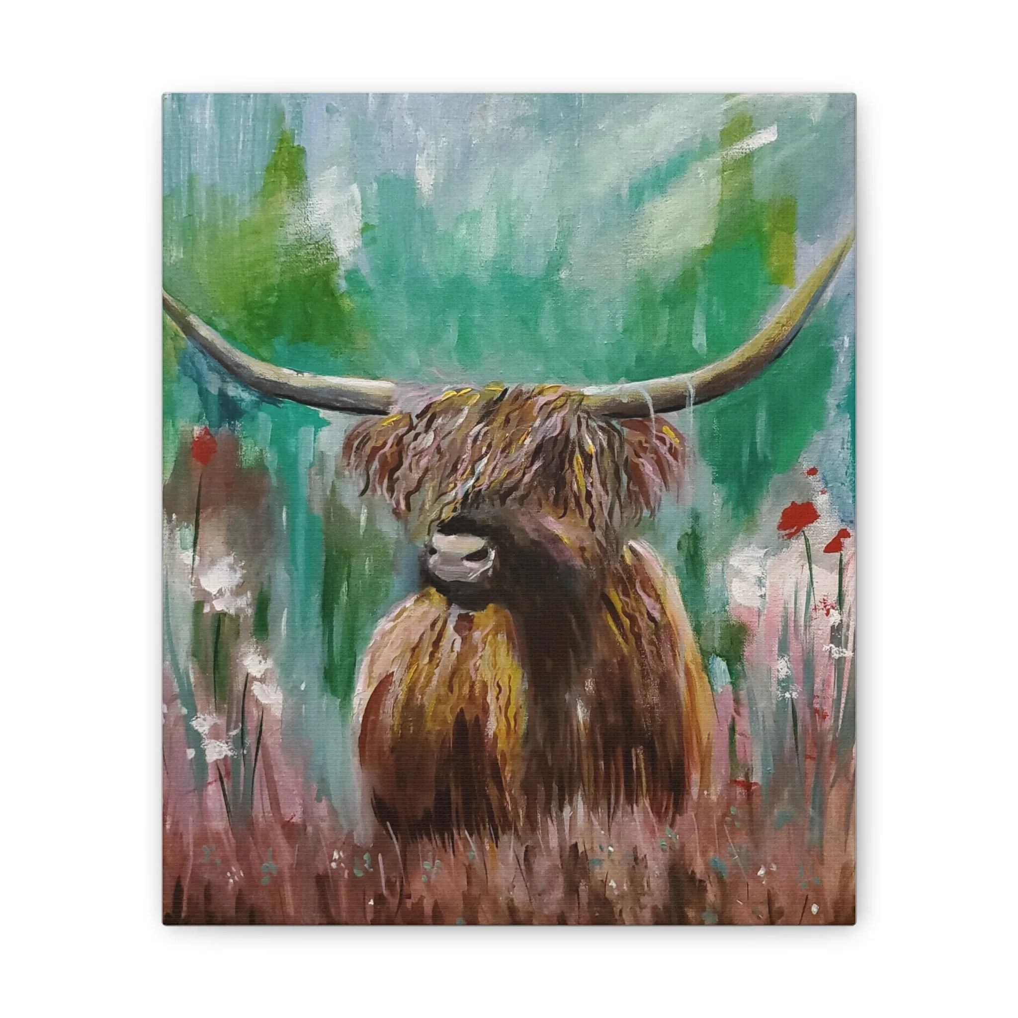 Impressionistic Highland Cow, Canvas Stretched