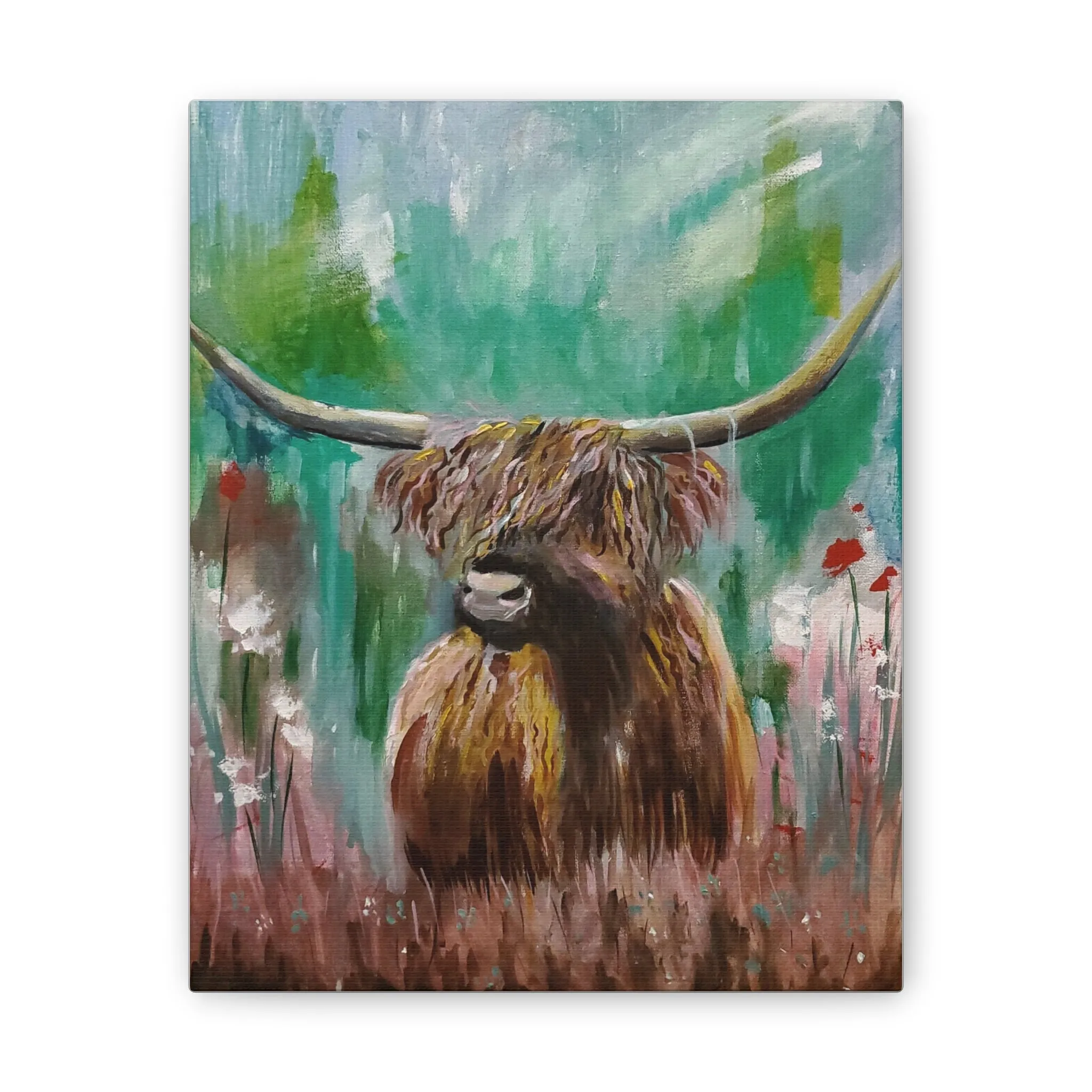Impressionistic Highland Cow, Canvas Stretched