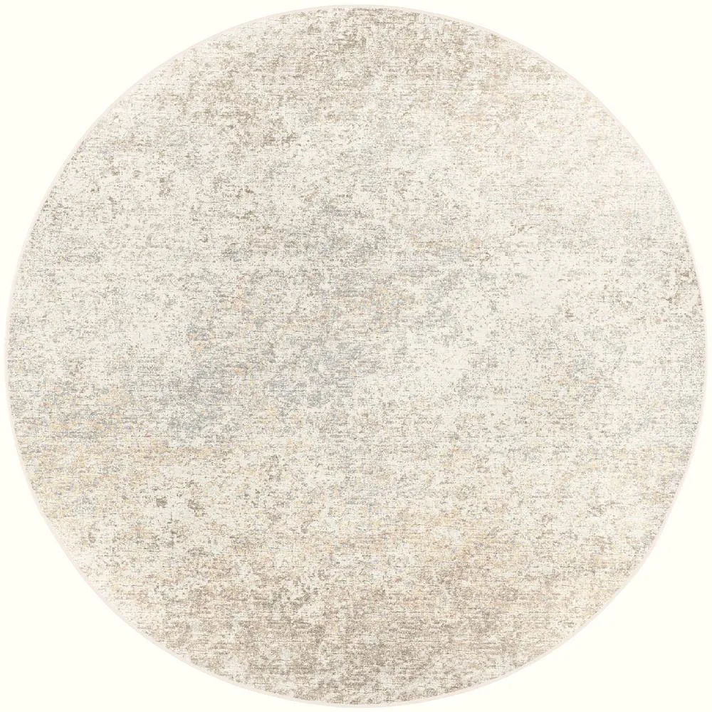 Khaki Large Wool Plush Modern Contemporary Round  4' x 4' Round Rug
