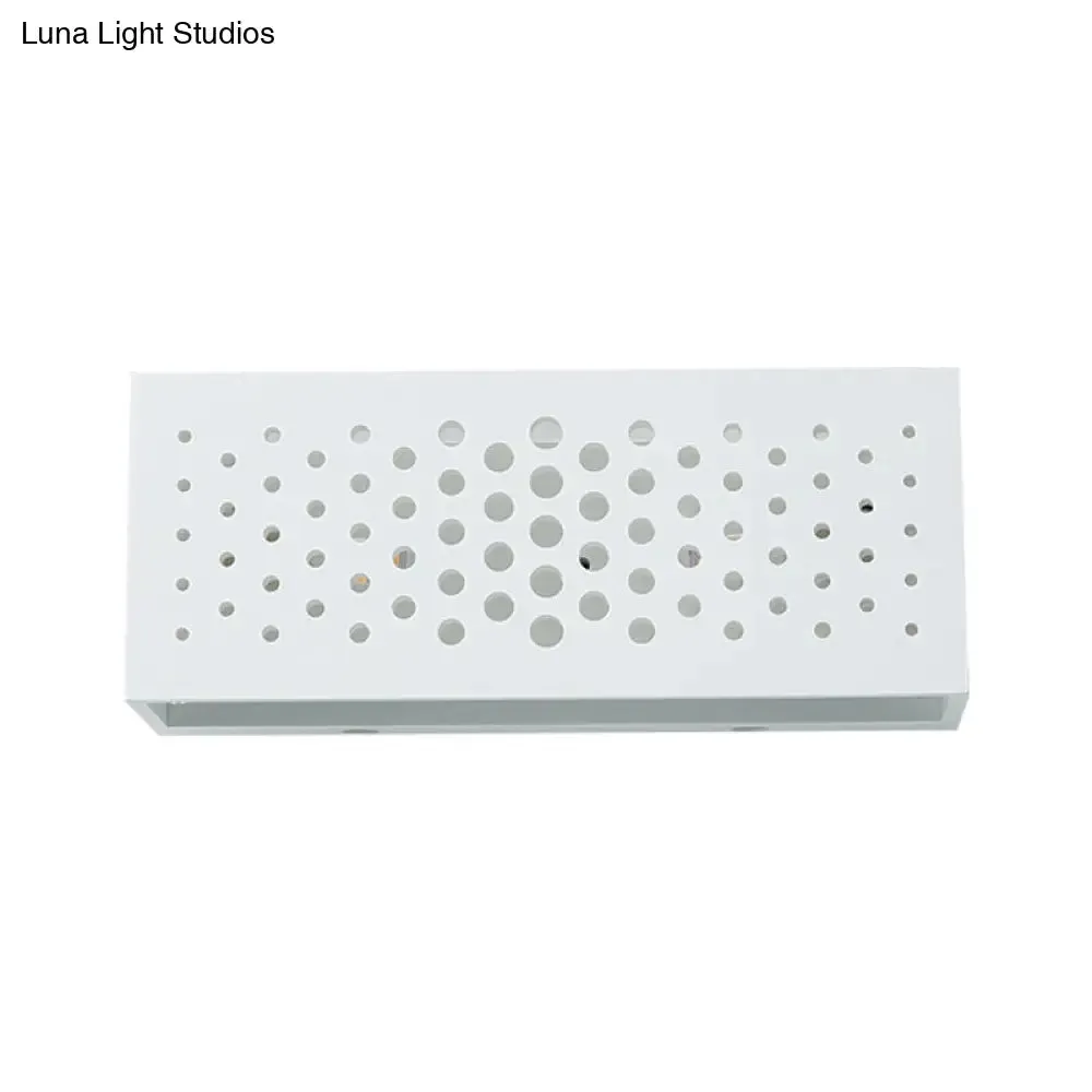 Laser Cut Minimalist Rectangle Box Wall Sconce: White Gypsum 1 Head Bedroom Light Fixture