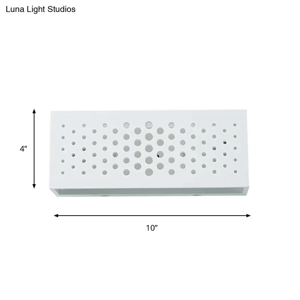 Laser Cut Minimalist Rectangle Box Wall Sconce: White Gypsum 1 Head Bedroom Light Fixture