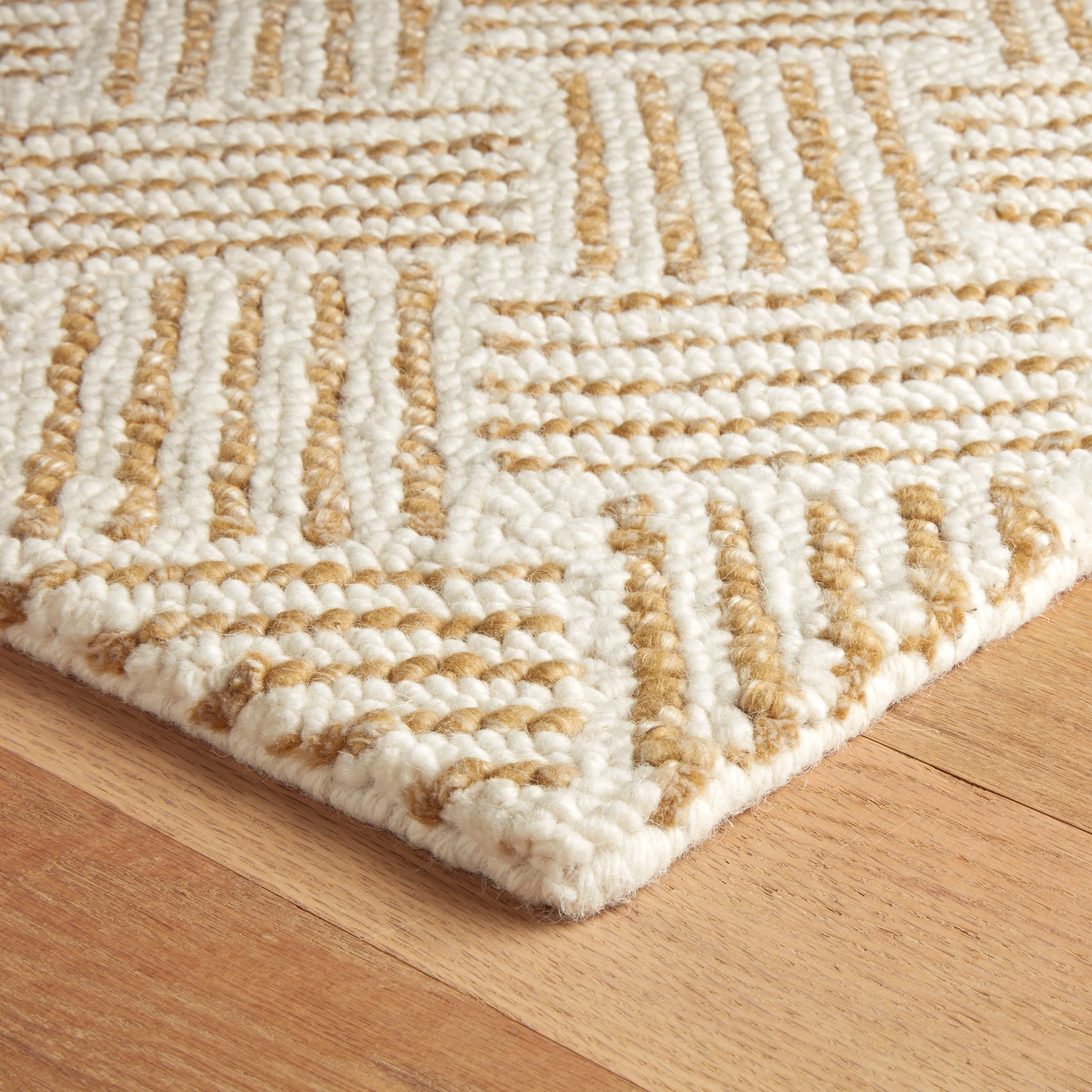 Layers Ochre Hand Hooked Wool Rug