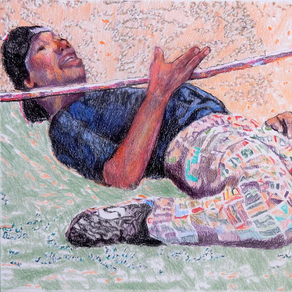 Limbo: How low can you go? busker portrait by Stella Tooth
