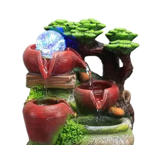 LOSA Tabletop Fountain Waterfall w/LED Light Ornament for Spa Outdoor/Indoor B