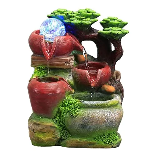 LOSA Tabletop Fountain Waterfall w/LED Light Ornament for Spa Outdoor/Indoor B