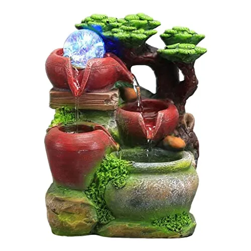 LOSA Tabletop Fountain Waterfall w/LED Light Ornament for Spa Outdoor/Indoor B