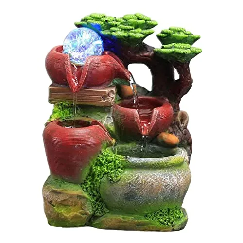 LOSA Tabletop Fountain Waterfall w/LED Light Ornament for Spa Outdoor/Indoor B