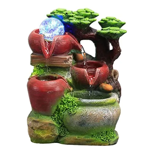 LOSA Tabletop Fountain Waterfall w/LED Light Ornament for Spa Outdoor/Indoor B