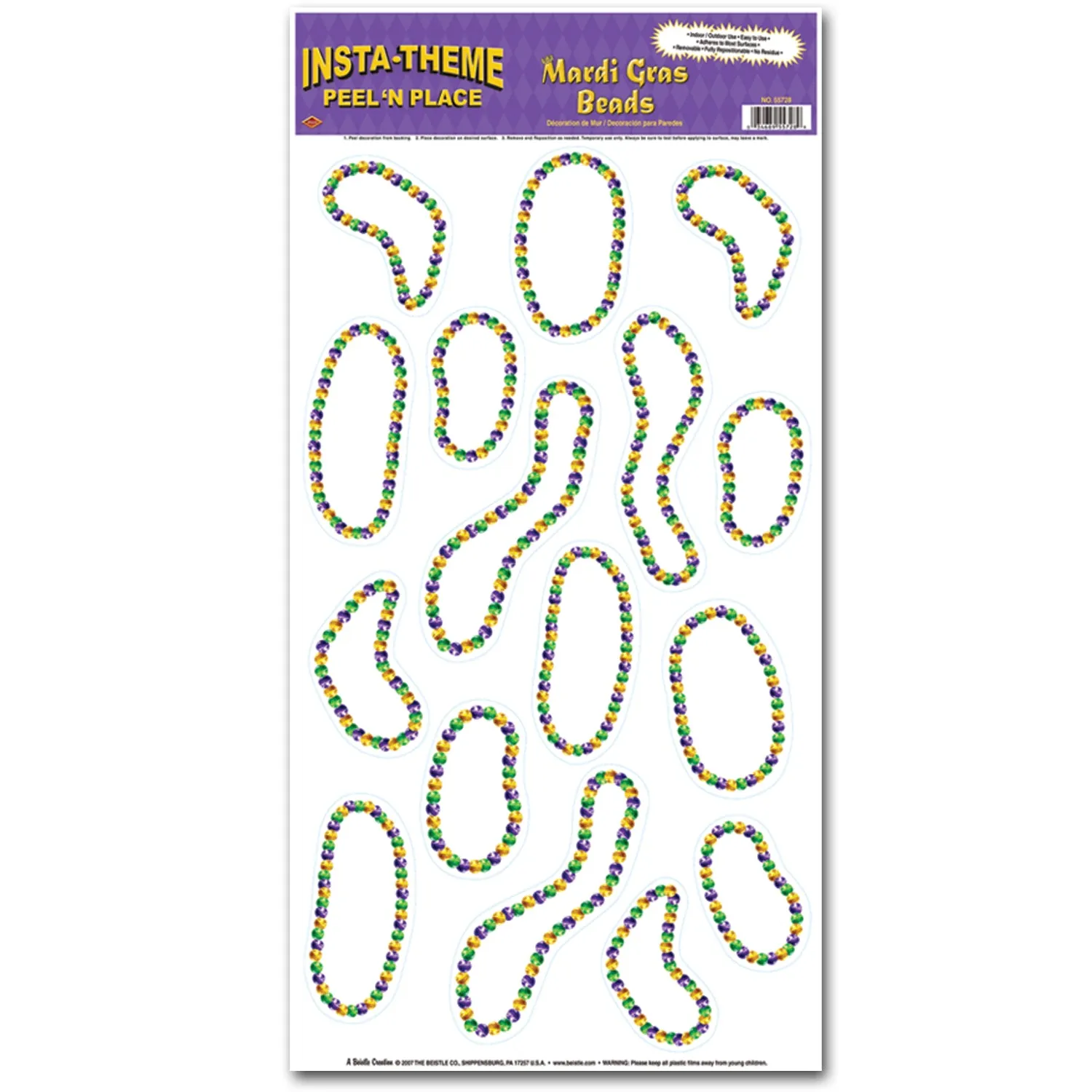 Mardi Gras Beads Peel & Place 12in x 24in