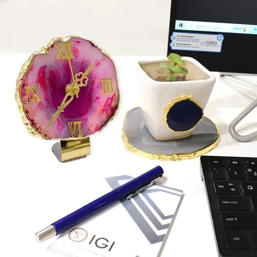 Maureen Natural Agate Stone Watch | Natural Agate Stone Watch with Stylish Golden Color Stand -16