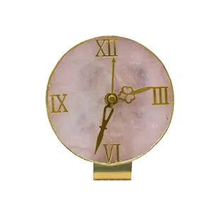 Maureen Natural Rose Quartz Stone Watch | Natural Rose Quartz Stone Watch with Stylish Golden Color Stand -D8