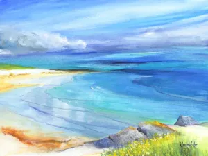'Misty Horizon, Barra' Mounted Print by Gillian Kingslake
