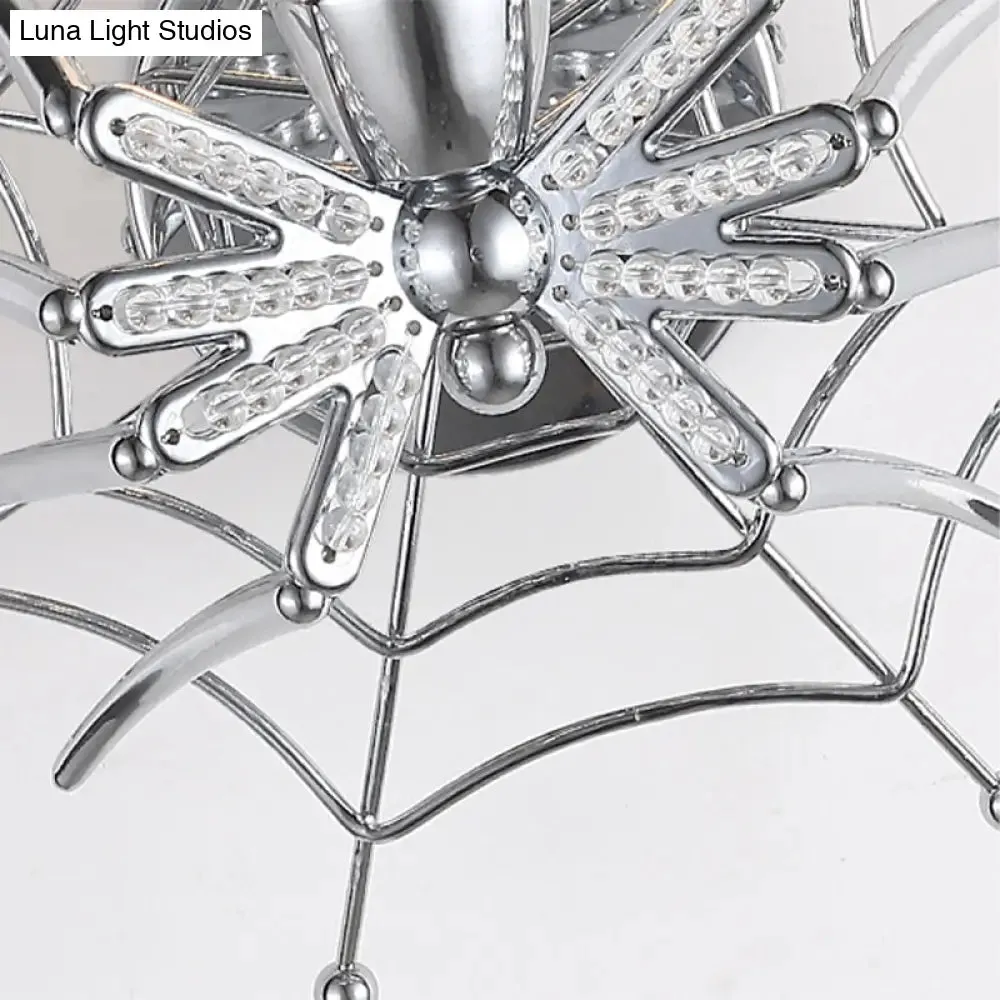 Modern Chrome Spider Wall Sconce with Clear Glass Shade for Bedroom Lighting