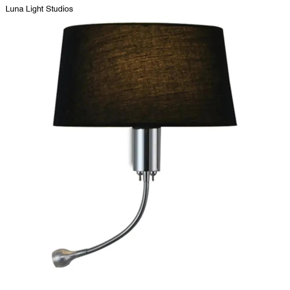 Modern Flush Wall Sconce with Half-Empire Shade - 1 Head Bedroom Spotlight Wall Lamp for Reading - Black/Beige/White