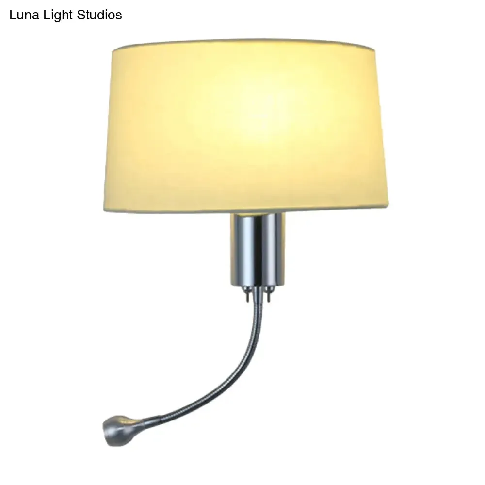 Modern Flush Wall Sconce with Half-Empire Shade - 1 Head Bedroom Spotlight Wall Lamp for Reading - Black/Beige/White
