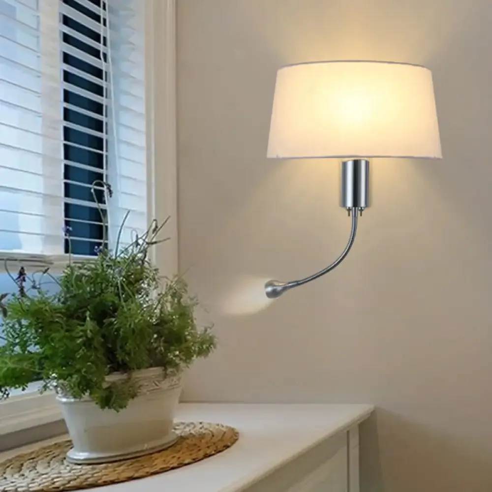 Modern Flush Wall Sconce with Half-Empire Shade - 1 Head Bedroom Spotlight Wall Lamp for Reading - Black/Beige/White