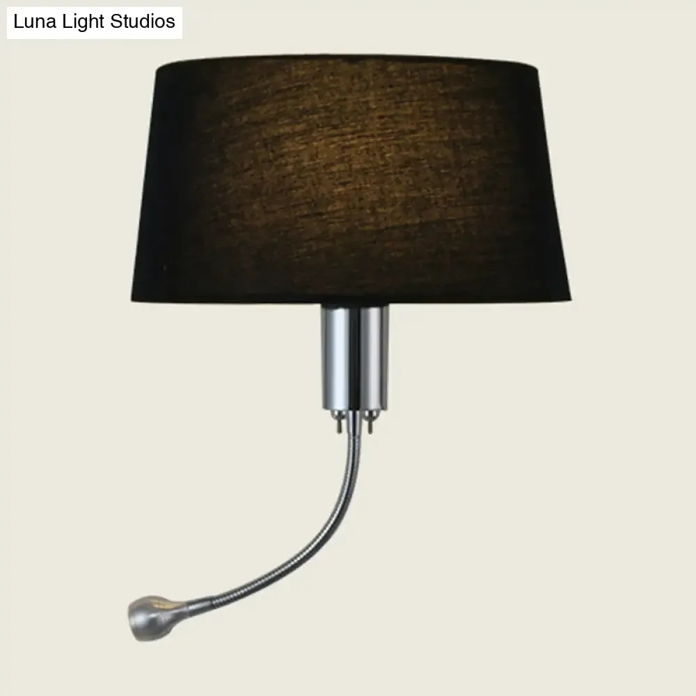 Modern Flush Wall Sconce with Half-Empire Shade - 1 Head Bedroom Spotlight Wall Lamp for Reading - Black/Beige/White