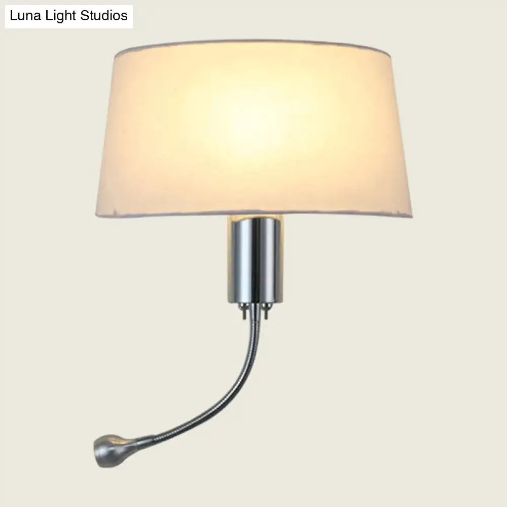 Modern Flush Wall Sconce with Half-Empire Shade - 1 Head Bedroom Spotlight Wall Lamp for Reading - Black/Beige/White