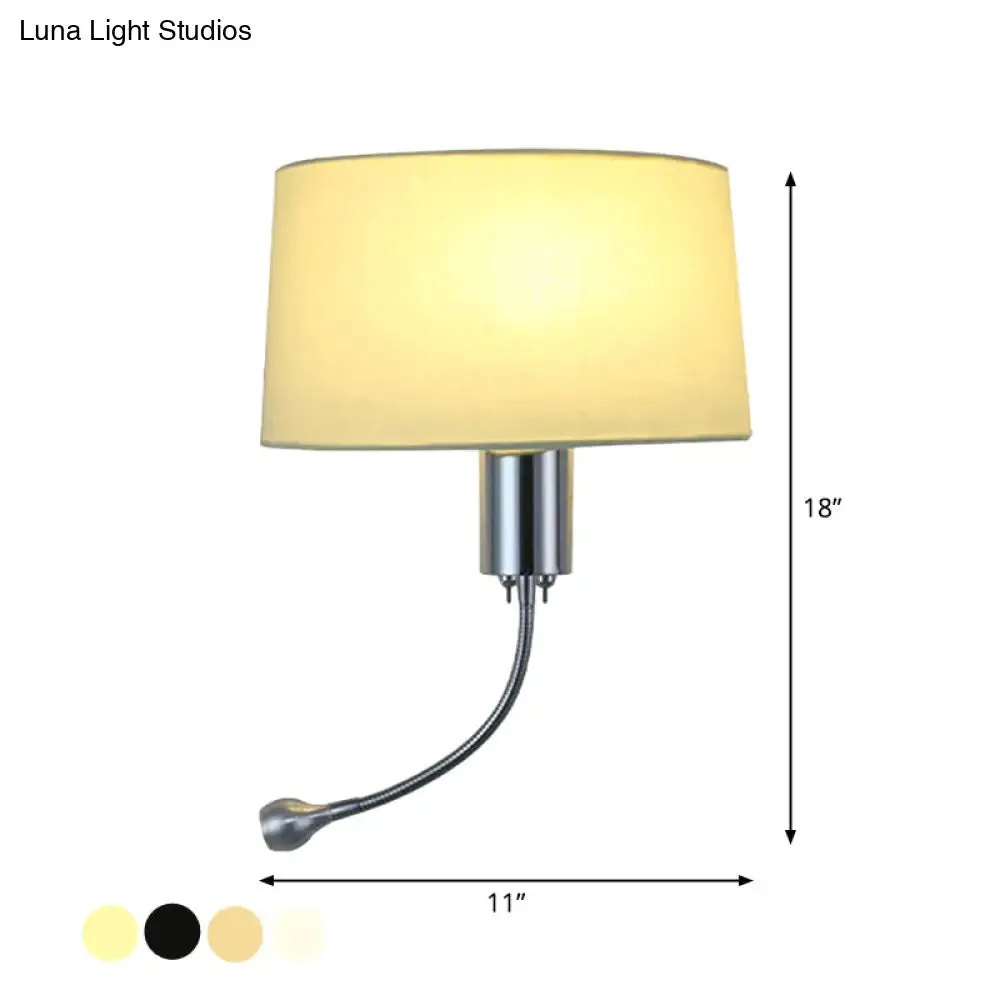 Modern Flush Wall Sconce with Half-Empire Shade - 1 Head Bedroom Spotlight Wall Lamp for Reading - Black/Beige/White