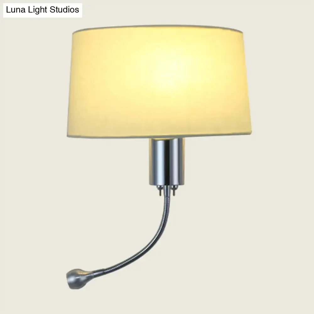 Modern Flush Wall Sconce with Half-Empire Shade - 1 Head Bedroom Spotlight Wall Lamp for Reading - Black/Beige/White