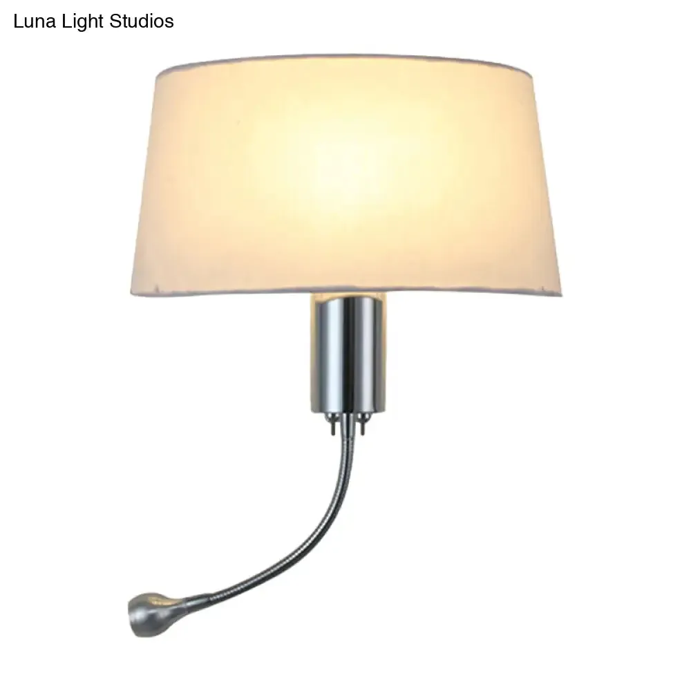 Modern Flush Wall Sconce with Half-Empire Shade - 1 Head Bedroom Spotlight Wall Lamp for Reading - Black/Beige/White