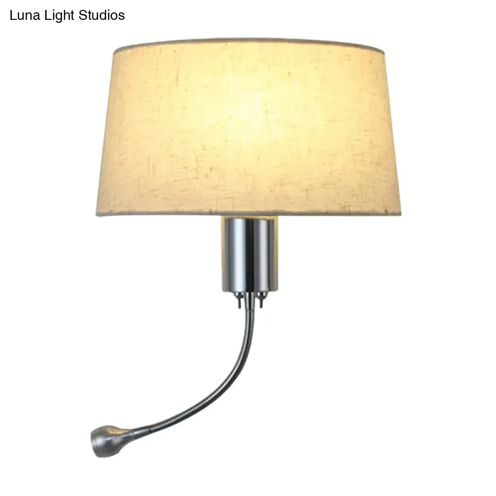 Modern Flush Wall Sconce with Half-Empire Shade - 1 Head Bedroom Spotlight Wall Lamp for Reading - Black/Beige/White