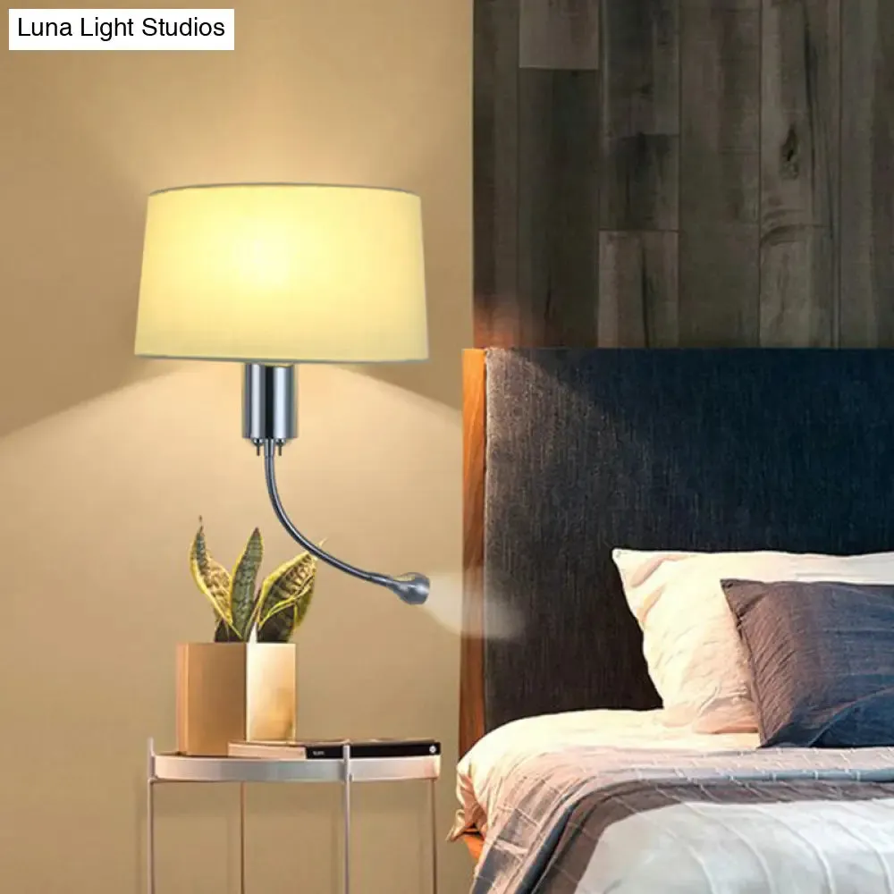 Modern Flush Wall Sconce with Half-Empire Shade - 1 Head Bedroom Spotlight Wall Lamp for Reading - Black/Beige/White