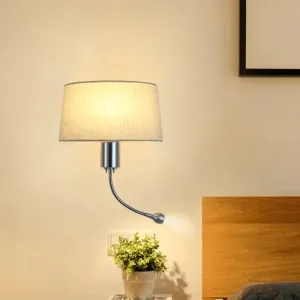 Modern Flush Wall Sconce with Half-Empire Shade - 1 Head Bedroom Spotlight Wall Lamp for Reading - Black/Beige/White