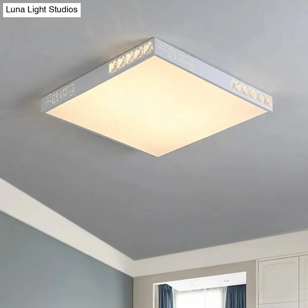 Modern Square LED Flush Mount Light in White - 16"/19.5" Wide