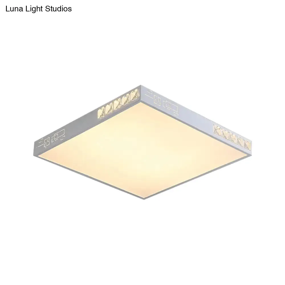 Modern Square LED Flush Mount Light in White - 16"/19.5" Wide