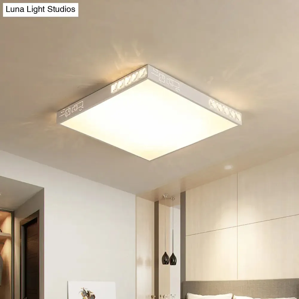 Modern Square LED Flush Mount Light in White - 16"/19.5" Wide