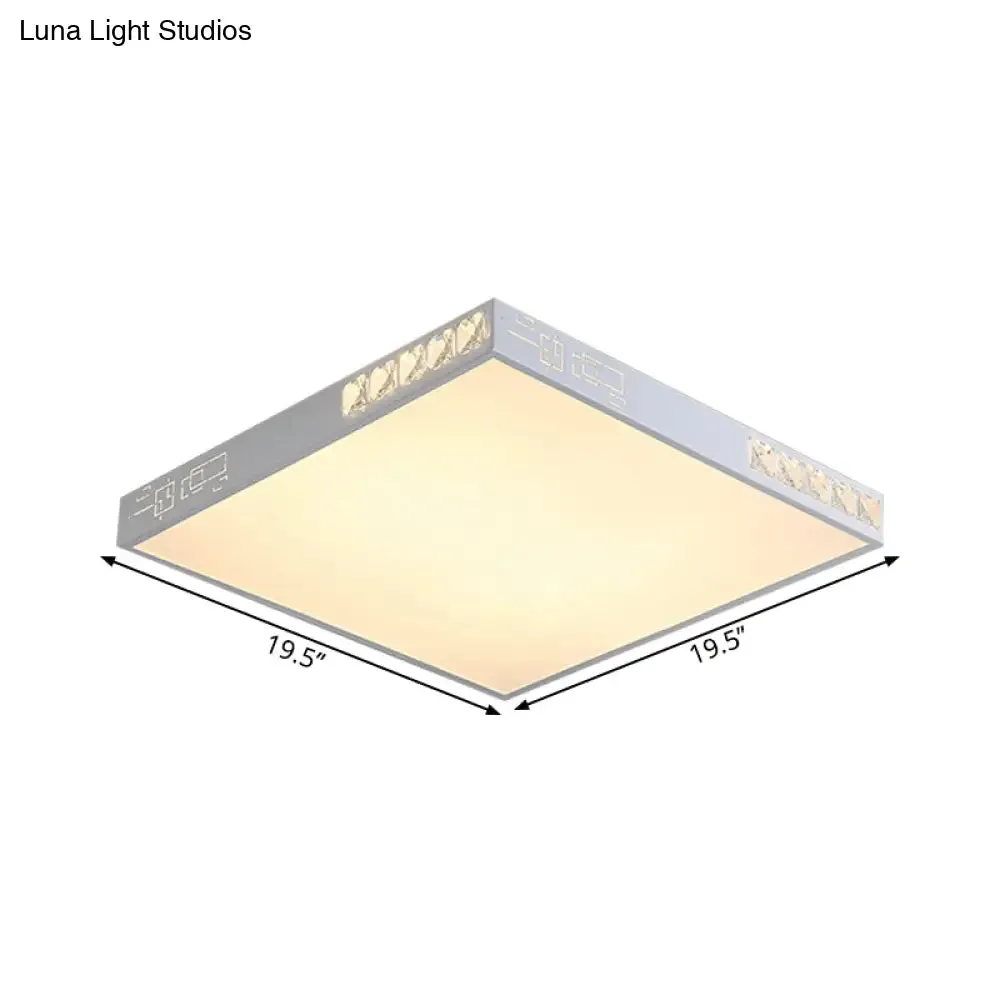 Modern Square LED Flush Mount Light in White - 16"/19.5" Wide