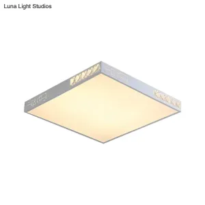 Modern Square LED Flush Mount Light in White - 16"/19.5" Wide