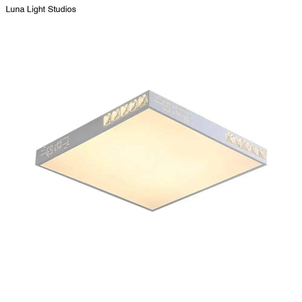 Modern Square LED Flush Mount Light in White - 16"/19.5" Wide