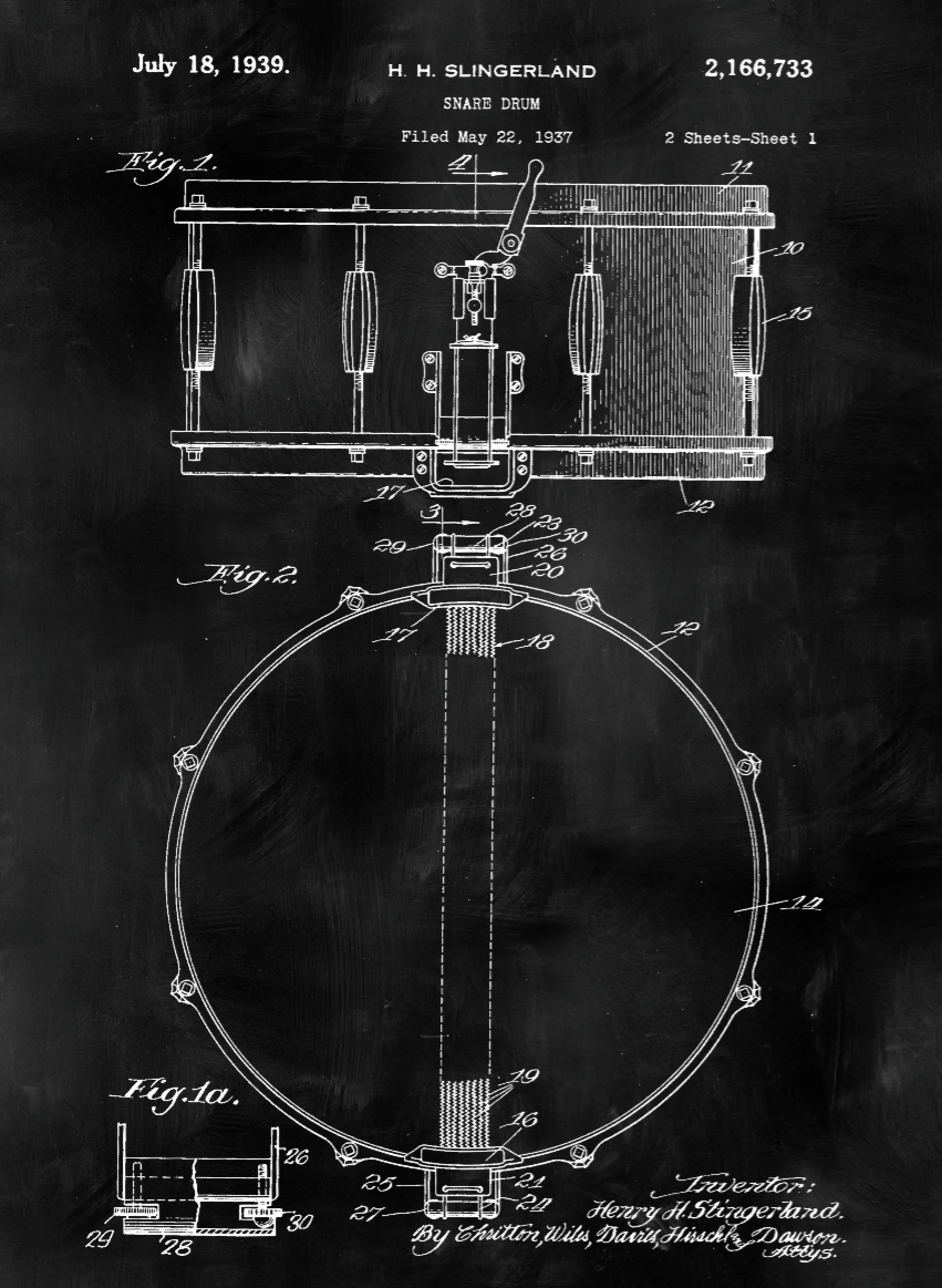 Music Patent Print Set on Canvas
