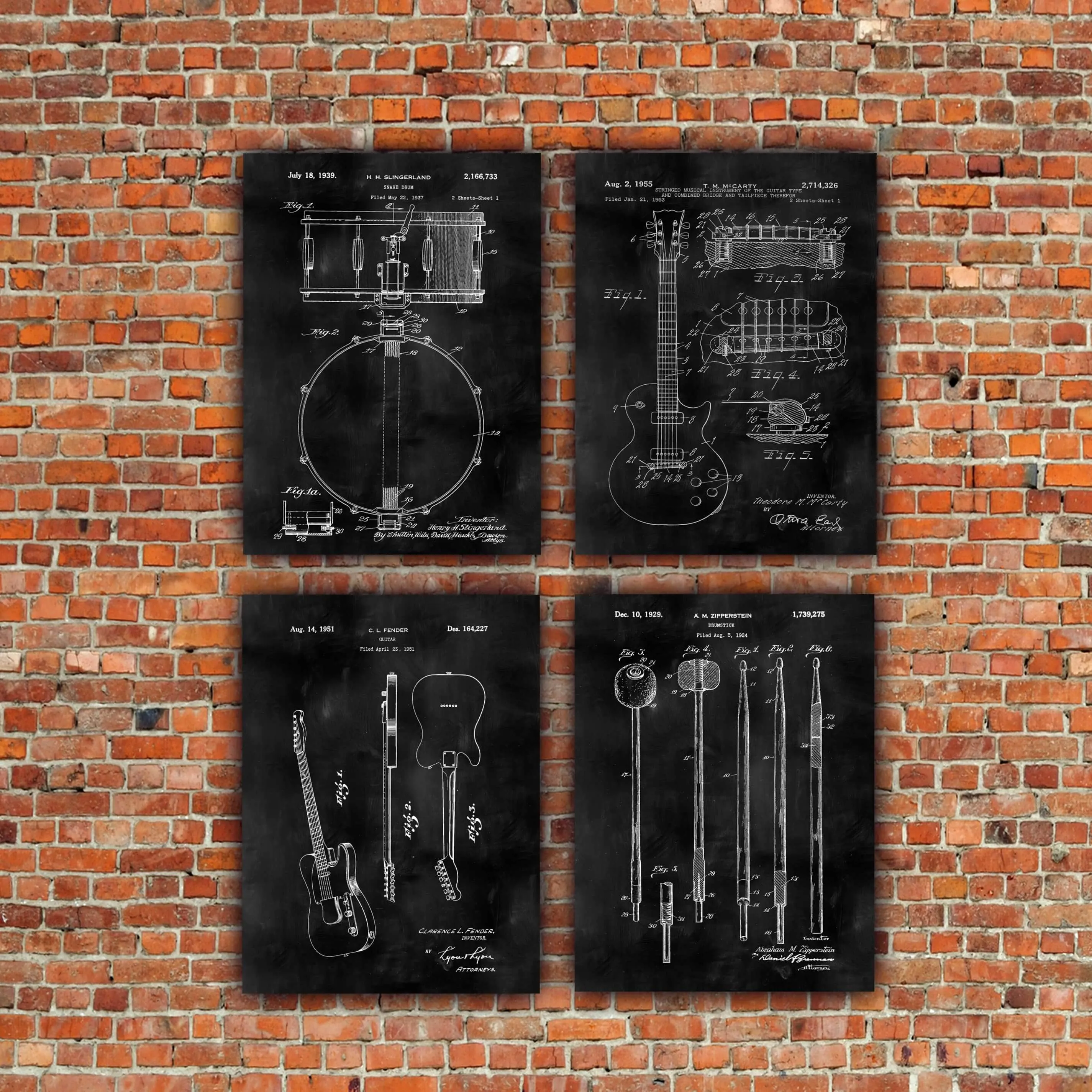 Music Patent Print Set on Canvas